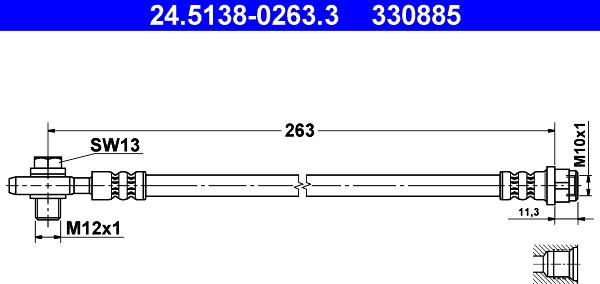 ATE 24.5138-0263.3 - Тормозной шланг autosila-amz.com