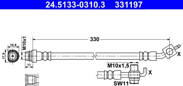 ATE 24.5133-0310.3 - Тормозной шланг autosila-amz.com