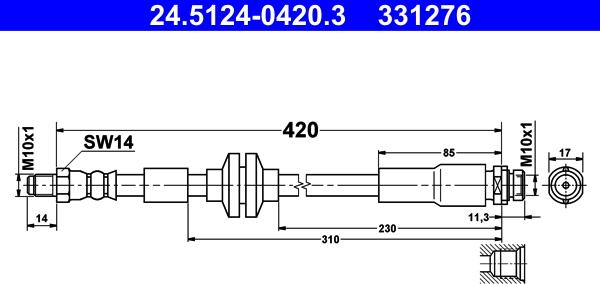 ATE 24.5124-0420.3 - Тормозной шланг autosila-amz.com