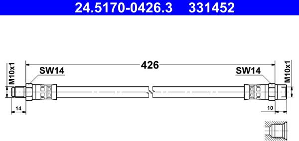 ATE 24.5170-0426.3 - Тормозной шланг autosila-amz.com