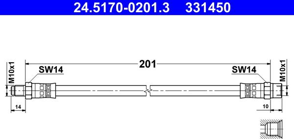 ATE 24.5170-0201.3 - Тормозной шланг autosila-amz.com