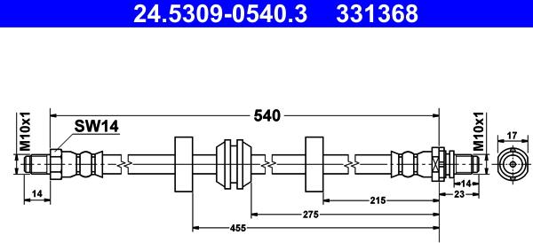 ATE 24.5309-0540.3 - Тормозной шланг autosila-amz.com