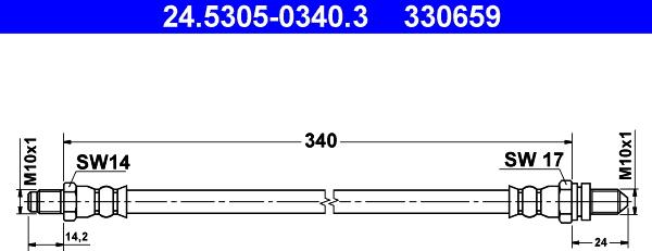 ATE 24.5305-0340.3 - Тормозной шланг autosila-amz.com