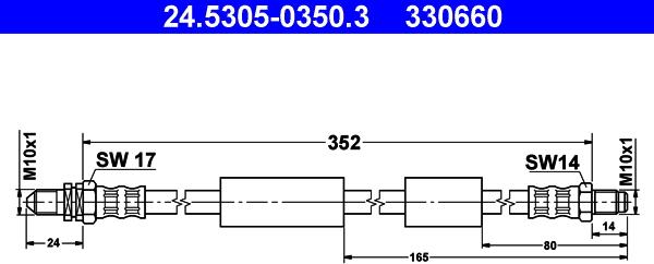 ATE 24.5305-0350.3 - Тормозной шланг autosila-amz.com