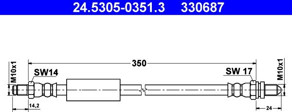 ATE 24.5305-0351.3 - Тормозной шланг autosila-amz.com