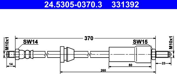 ATE 24.5305-0370.3 - Тормозной шланг autosila-amz.com