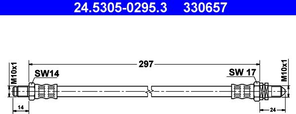 ATE 24.5305-0295.3 - Тормозной шланг autosila-amz.com