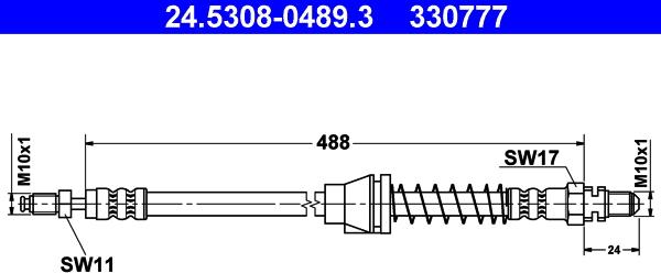 ATE 24.5308-0489.3 - Тормозной шланг autosila-amz.com