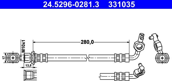 ATE 24.5296-0281.3 - Тормозной шланг autosila-amz.com