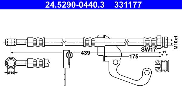 ATE 24.5290-0440.3 - Тормозной шланг autosila-amz.com