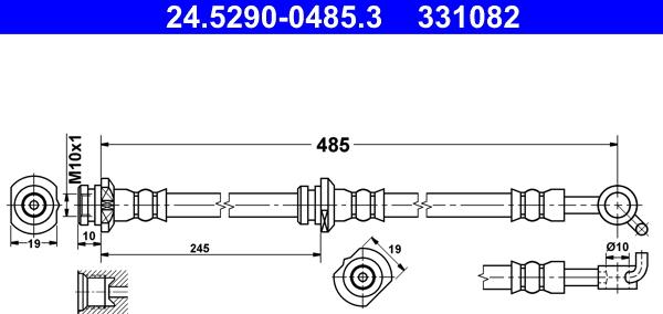 ATE 24.5290-0485.3 - Тормозной шланг autosila-amz.com