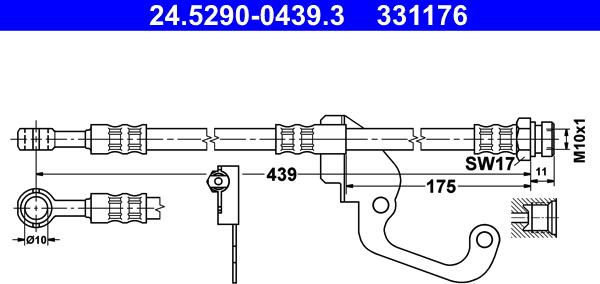 ATE 24.5290-0439.3 - Тормозной шланг autosila-amz.com