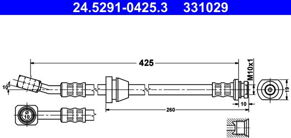 ATE 24.5291-0425.3 - Тормозной шланг autosila-amz.com