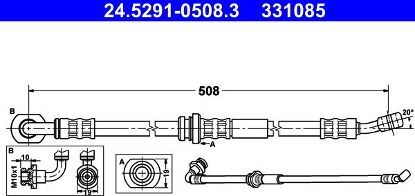 ATE 24.5291-0508.3 - Тормозной шланг autosila-amz.com