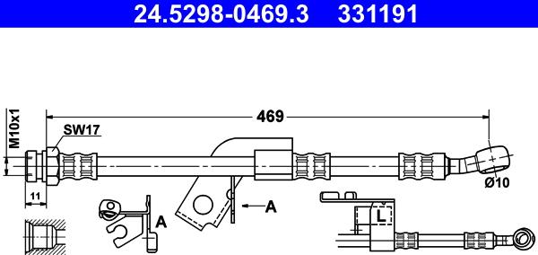 ATE 24.5298-0469.3 - Тормозной шланг autosila-amz.com