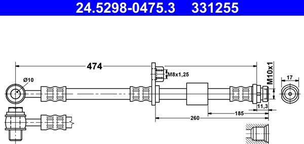 ATE 24.5298-0475.3 - Тормозной шланг autosila-amz.com