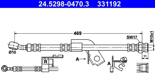 ATE 24.5298-0470.3 - Тормозной шланг autosila-amz.com