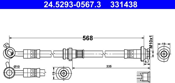 ATE 24.5293-0567.3 - Тормозной шланг autosila-amz.com