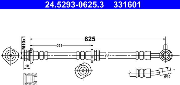 ATE 24.5293-0625.3 - Тормозной шланг autosila-amz.com