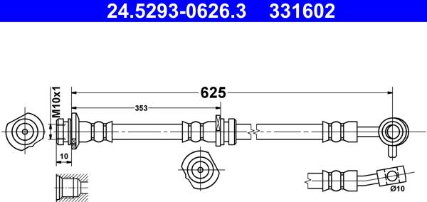 ATE 24.5293-0626.3 - Тормозной шланг autosila-amz.com