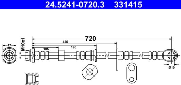 ATE 24.5241-0720.3 - Тормозной шланг autosila-amz.com