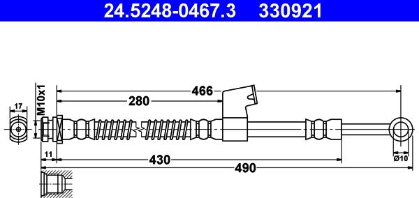 ATE 24.5248-0467.3 - Тормозной шланг autosila-amz.com