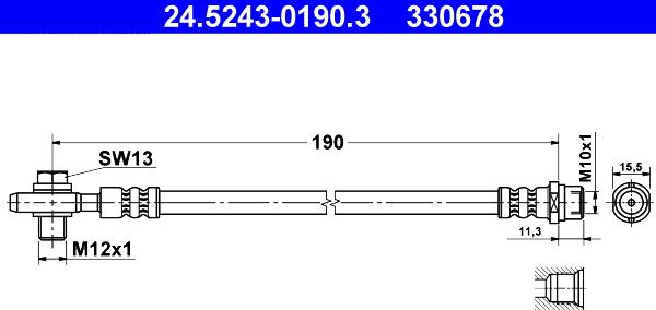 ATE 24.5243-0190.3 - Тормозной шланг autosila-amz.com