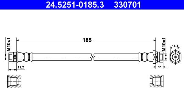 ATE 24.5251-0185.3 - Тормозной шланг autosila-amz.com