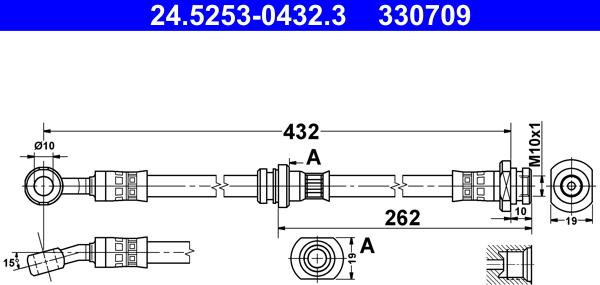 ATE 24.5253-0432.3 - Тормозной шланг autosila-amz.com