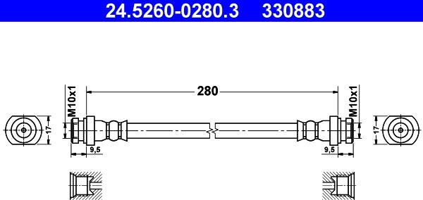 ATE 24.5260-0280.3 - Тормозной шланг autosila-amz.com