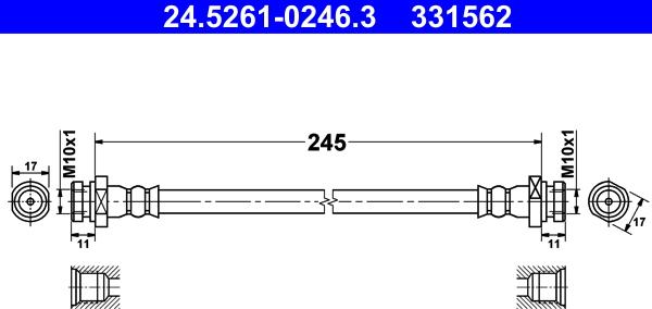 ATE 24.5261-0246.3 - Тормозной шланг autosila-amz.com