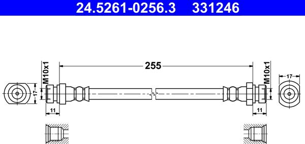 ATE 24.5261-0256.3 - Тормозной шланг autosila-amz.com