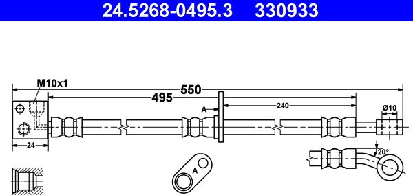 ATE 24.5268-0495.3 - Тормозной шланг autosila-amz.com