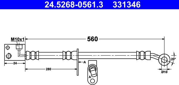 ATE 24.5268-0561.3 - Тормозной шланг autosila-amz.com