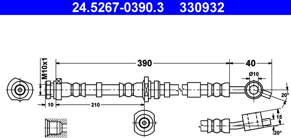 ATE 24.5267-0390.3 - Тормозной шланг autosila-amz.com