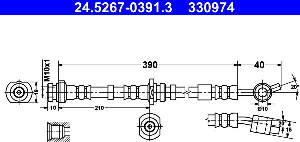 ATE 24.5267-0391.3 - Тормозной шланг autosila-amz.com