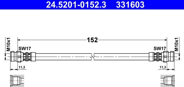 ATE 24.5201-0152.3 - Тормозной шланг autosila-amz.com