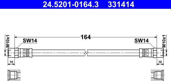 ATE 24.5201-0164.3 - Тормозной шланг autosila-amz.com