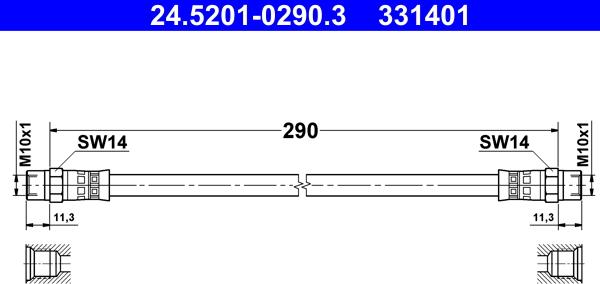 ATE 24.5201-0290.3 - Тормозной шланг autosila-amz.com