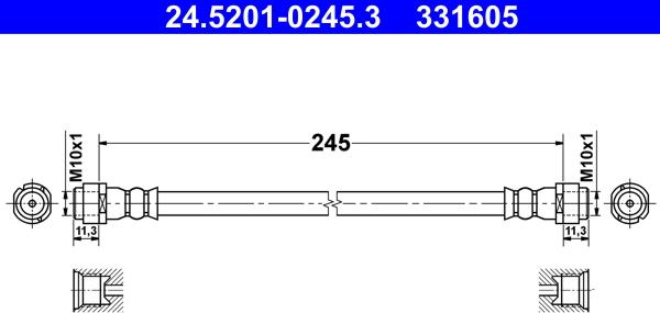 ATE 24.5201-0245.3 - Тормозной шланг autosila-amz.com