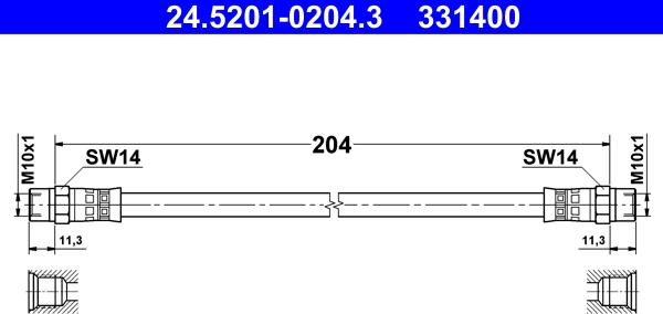 ATE 24.5201-0204.3 - Тормозной шланг autosila-amz.com