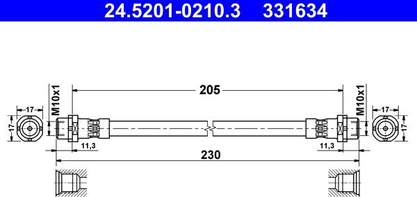 ATE 24.5201-0210.3 - Тормозной шланг autosila-amz.com