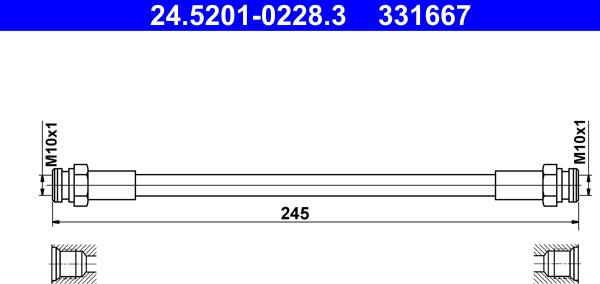 ATE 24.5201-0228.3 - Тормозной шланг autosila-amz.com