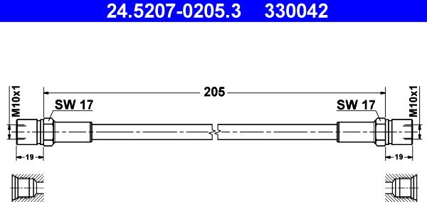 ATE 24.5207-0205.3 - Тормозной шланг autosila-amz.com