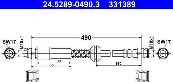 ATE 24.5289-0490.3 - Тормозной шланг autosila-amz.com