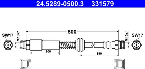 ATE 24.5289-0500.3 - Тормозной шланг autosila-amz.com