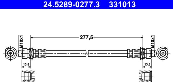 ATE 24.5289-0277.3 - Тормозной шланг autosila-amz.com