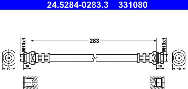 ATE 24.5284-0283.3 - Тормозной шланг autosila-amz.com