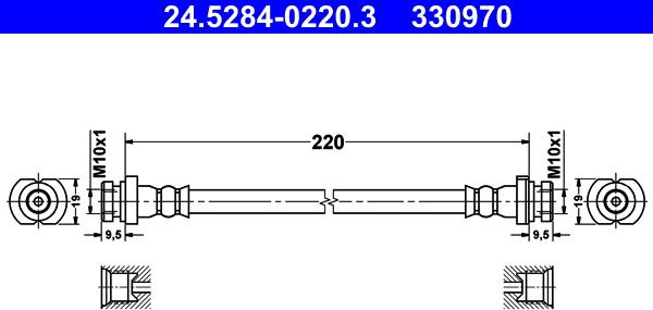 ATE 24.5284-0220.3 - Тормозной шланг autosila-amz.com