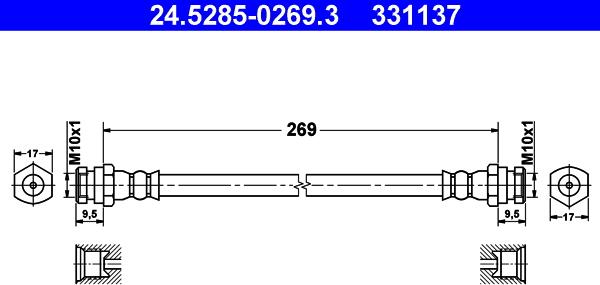 ATE 24.5285-0269.3 - Тормозной шланг autosila-amz.com